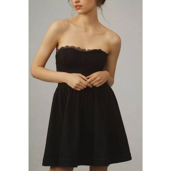 Pilcro Strapless Tulle Lace Midi Dress - Picture 5 of 10